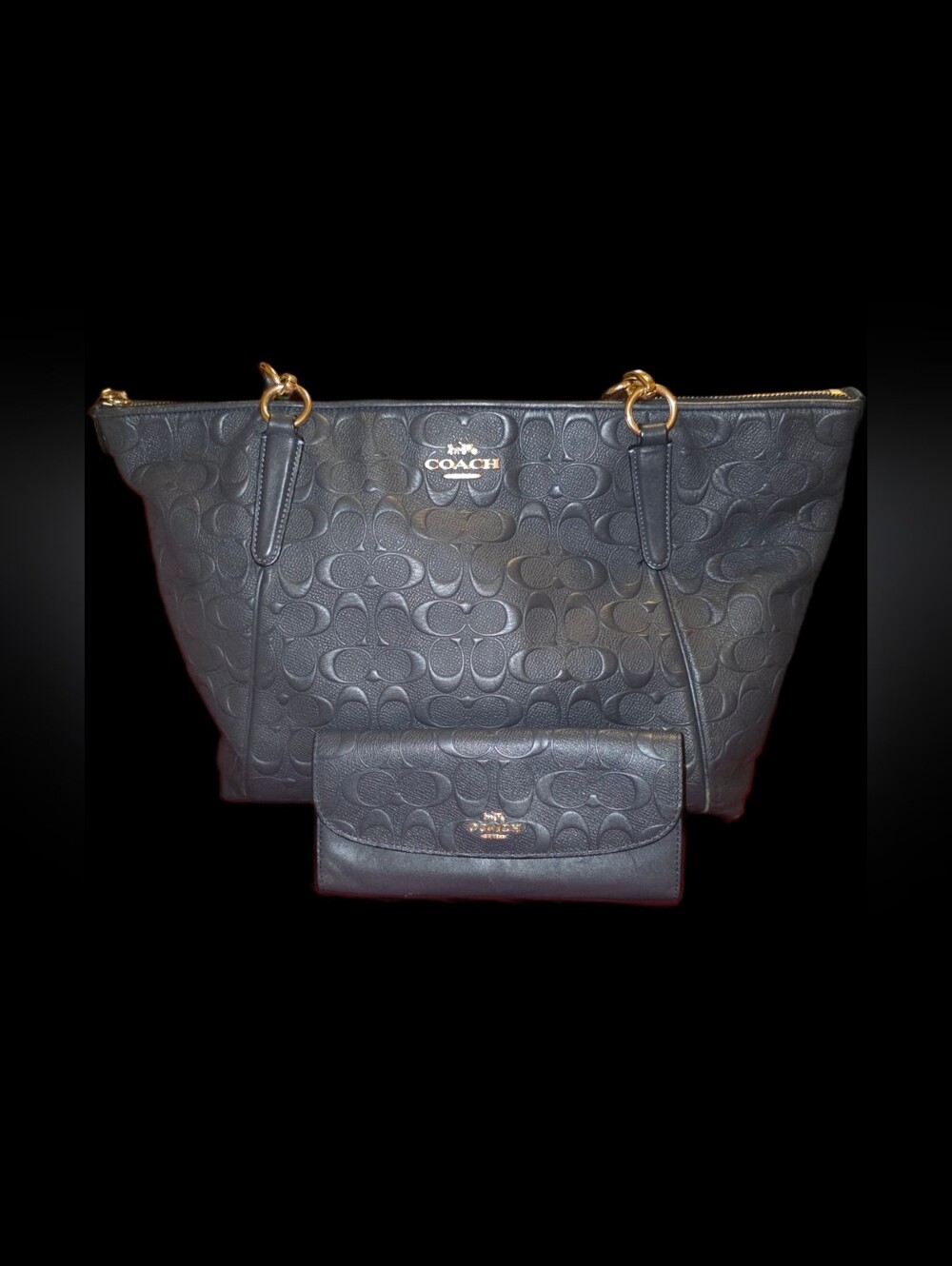 Coach "Ava" Embossed Signature Tote w/ Matching Wallet - Picture 2 of 16